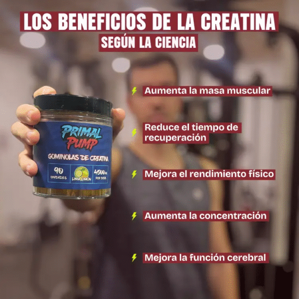 Gominolas de Creatina 4,5g - Primal Pump - Creatina en Gominola - Gomitas de Creatina Monohidratada Sin Az??car Sin Gluten -F??ciles de Llevar - Suplementos Hombre y Mujer - Suplementos Gym - Suplementos Deportivos - Amino??cidos - Fuerza, Hipertrofia y Foco - Image 5